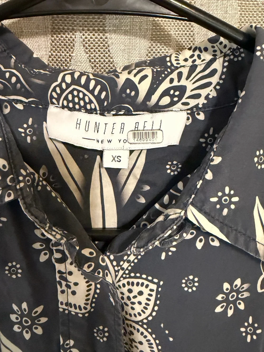 Hunter Bell Hattie Cotton Midi Dress Navy/White Floral Paisley Bandana Print- XS